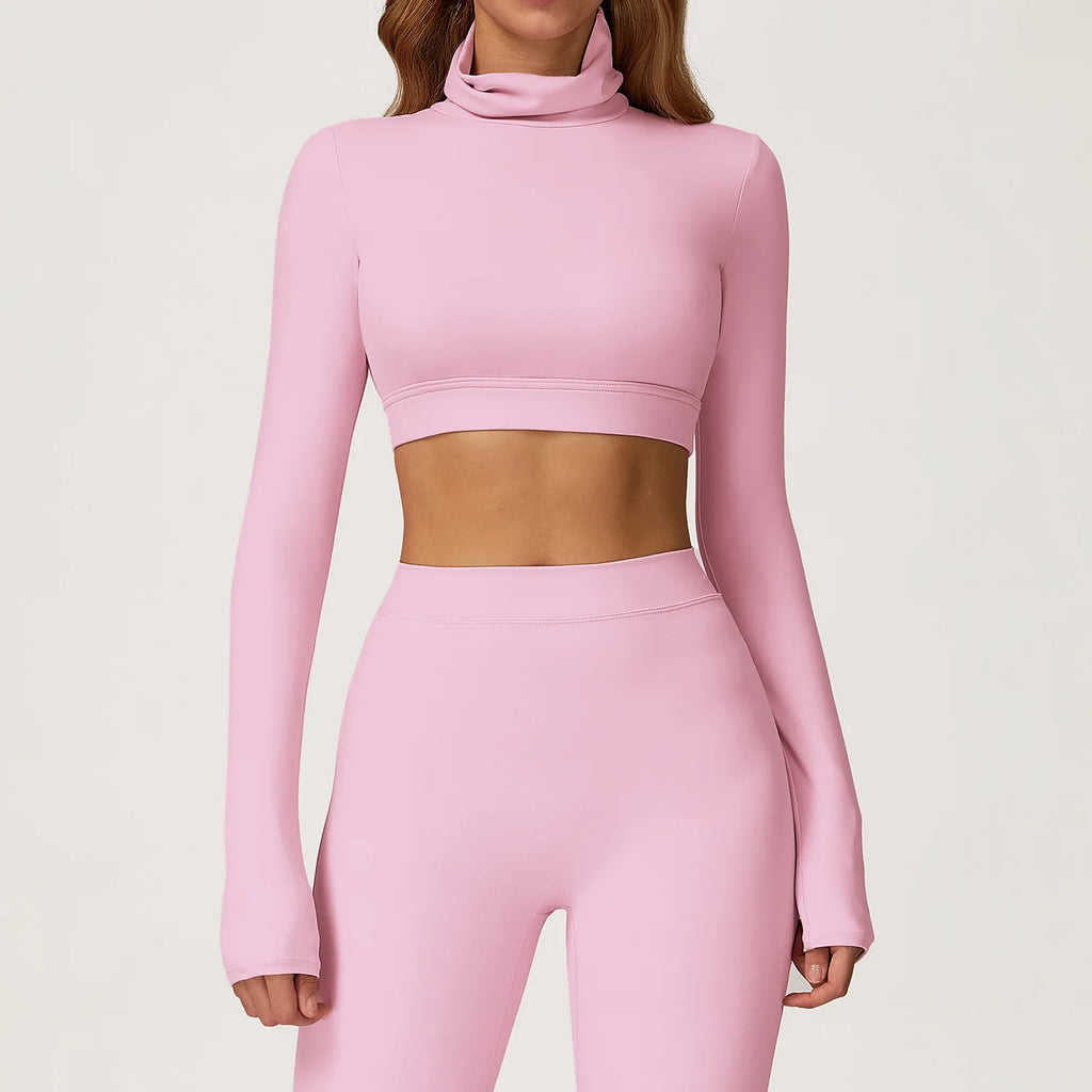 Gym Workout Crop Top for Women – Long Sleeve Quick Dry Yoga Shirt