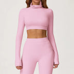 Gym Workout Crop Top for Women – Long Sleeve Quick Dry Yoga Shirt