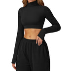 Gym Workout Crop Top for Women – Long Sleeve Quick Dry Yoga Shirt