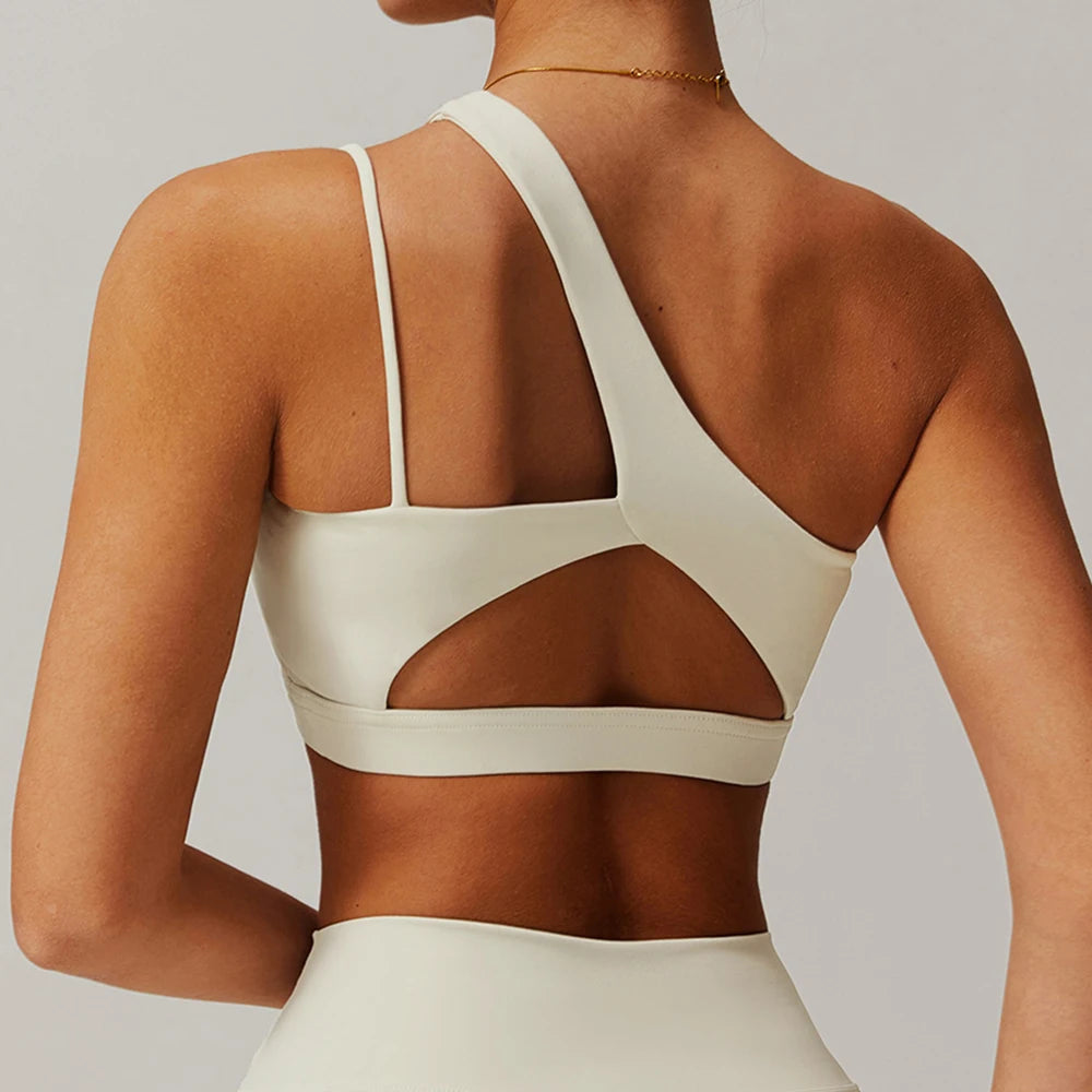 Oblique Shoulder Yoga Bra – Beautiful Back