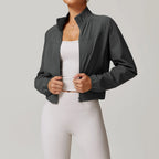 Women’s Cropped Yoga Jacket – Utility Pocket Performance Top