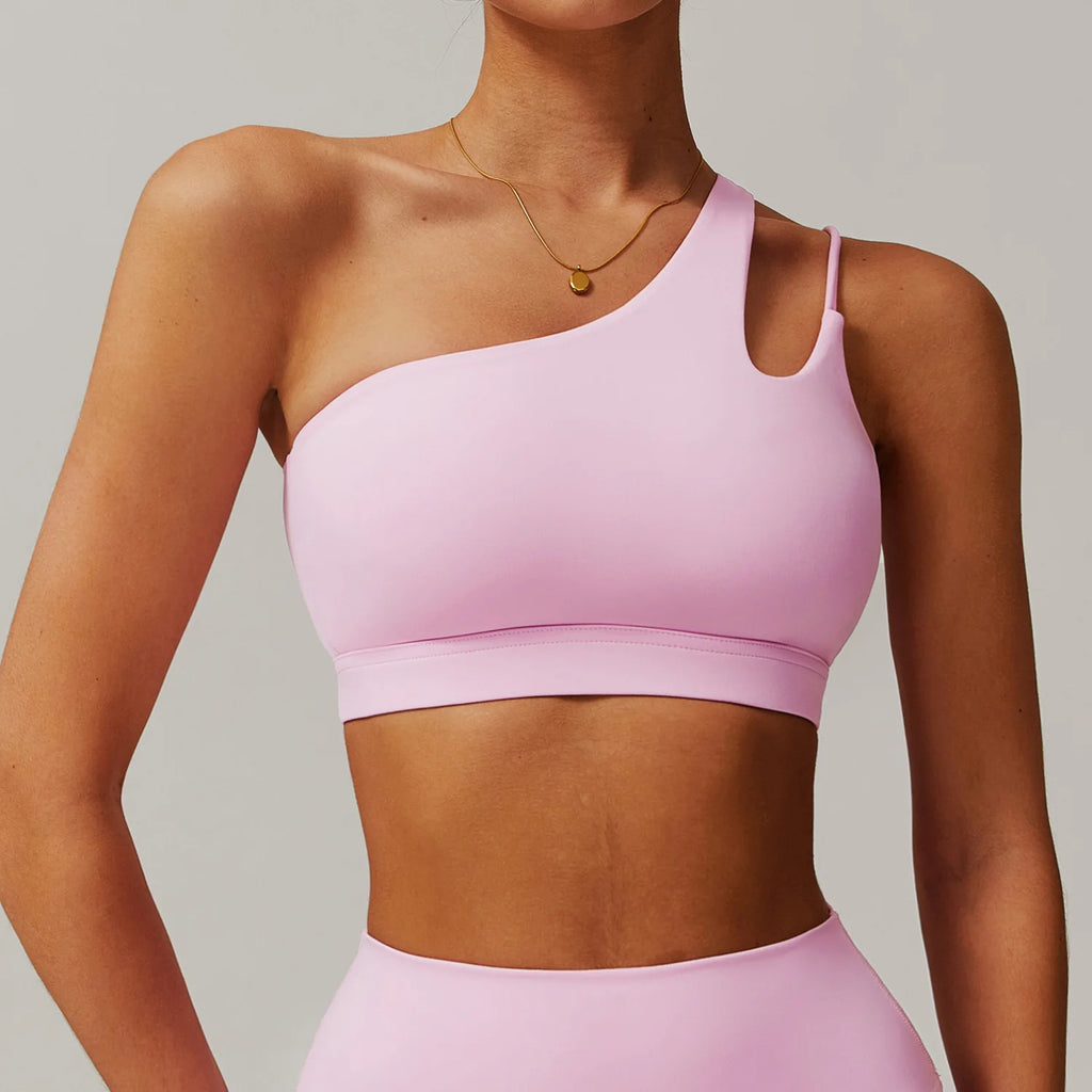 Oblique Shoulder Yoga Bra – Beautiful Back