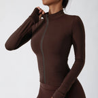 Yoga Long Sleeve Sports Jacket Women's Zip Fitness Yoga Shirt Slim Fit Gym Top Activewear Running Coats Workout Cycling Clothes