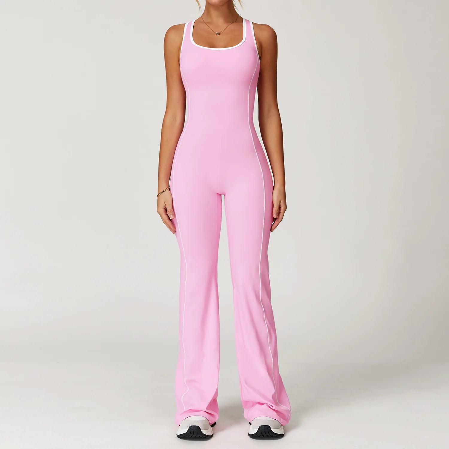 Sexy Backless Bodysuit Women's Set Tracksuits Fitness Sports Jumpsuit Yoga One-piece Suit Flared Pant Fast Dry Workout Clothes