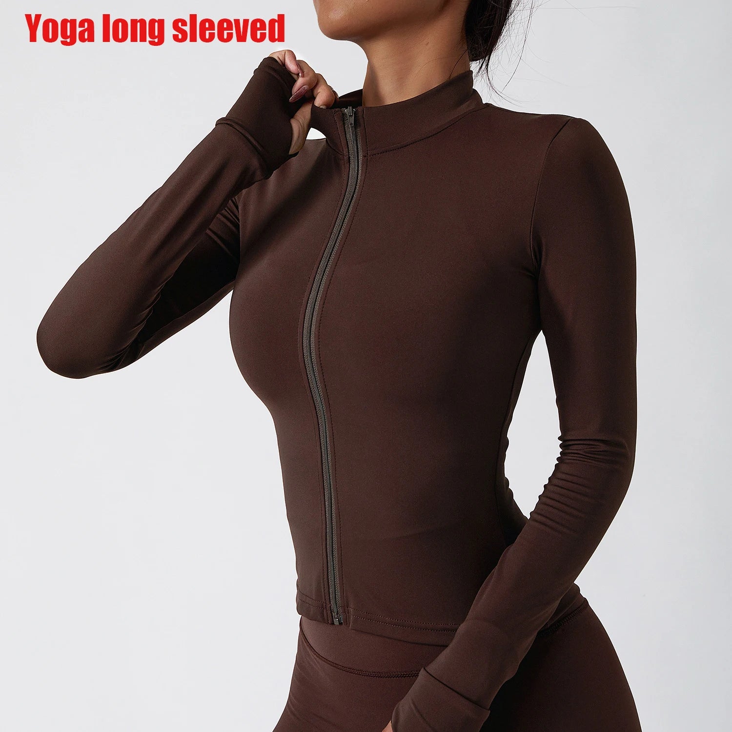 Yoga Long Sleeve Sports Jacket Women's Zip Fitness Yoga Shirt Slim Fit Gym Top Activewear Running Coats Workout Cycling Clothes