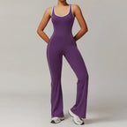 Sexy Backless Bodysuit Women's Set Tracksuits Fitness Sports Jumpsuit Yoga One-piece Suit Flared Pant Fast Dry Workout Clothes