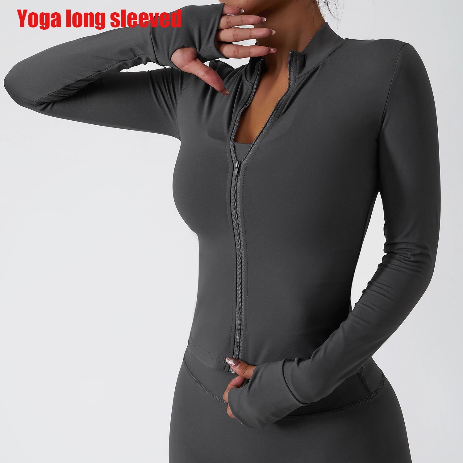 Yoga Long Sleeve Sports Jacket Women's Zip Fitness Yoga Shirt Slim Fit Gym Top Activewear Running Coats Workout Cycling Clothes