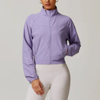 Women’s Cropped Yoga Jacket – Utility Pocket Performance Top