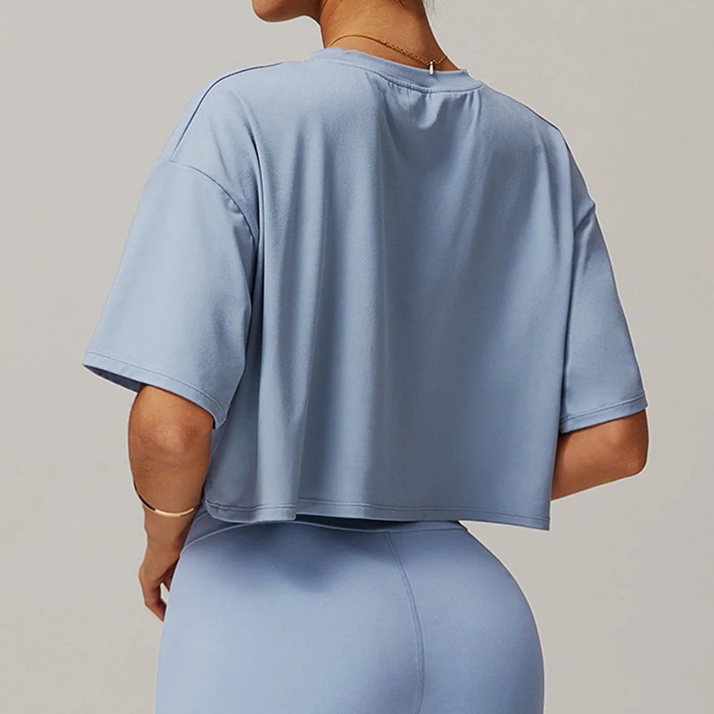 Women's Yoga T-Shirt Smock Loose Fitness Top Exercise Gym Outdoor Training Shirt Running Sports Short Sleeve Yoga T-shirt Tops