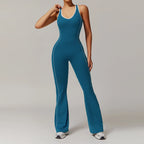Sexy Backless Bodysuit Women's Set Tracksuits Fitness Sports Jumpsuit Yoga One-piece Suit Flared Pant Fast Dry Workout Clothes