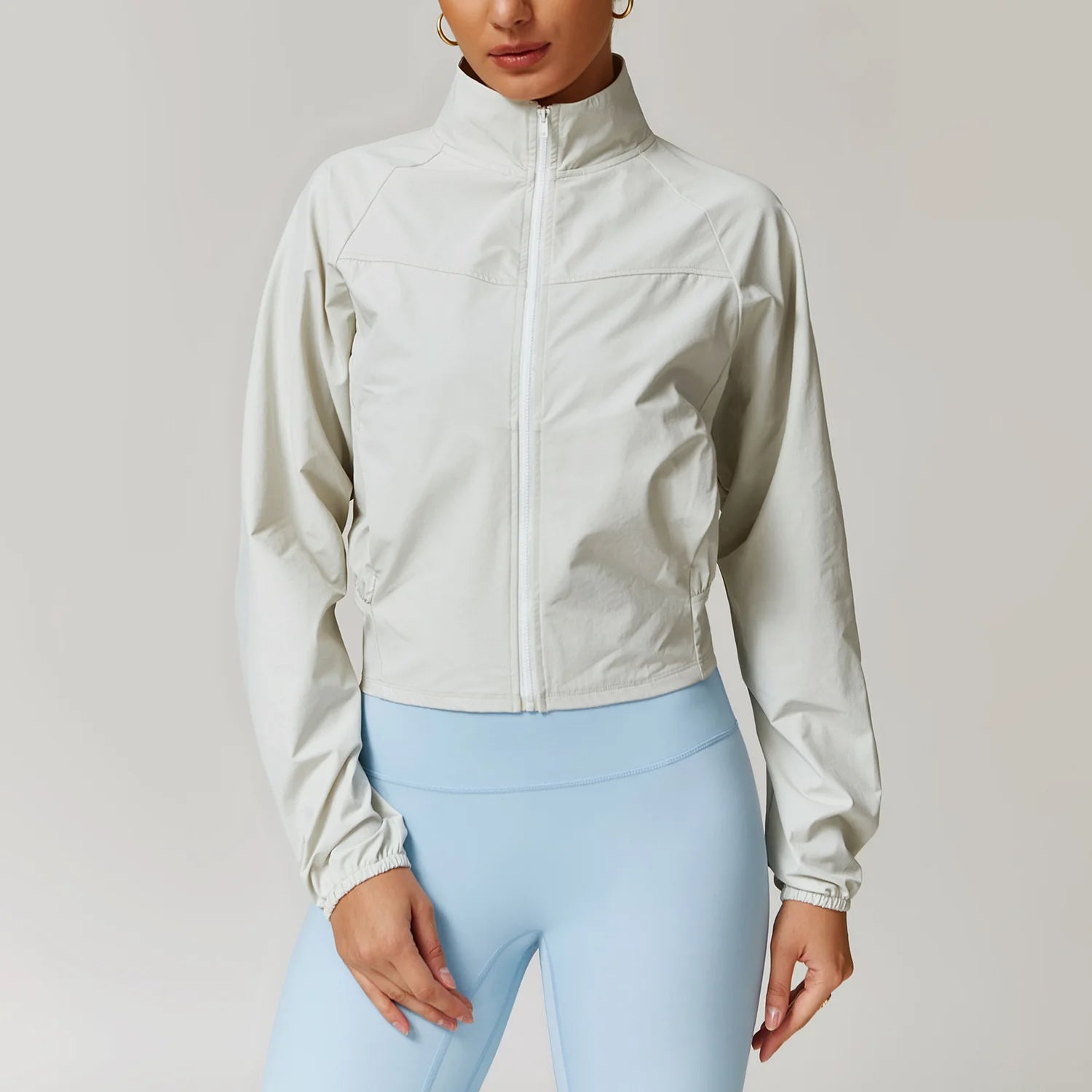 Women’s Cropped Yoga Jacket – Utility Pocket Performance Top