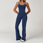 Sexy Backless Bodysuit Women's Set Tracksuits Fitness Sports Jumpsuit Yoga One-piece Suit Flared Pant Fast Dry Workout Clothes