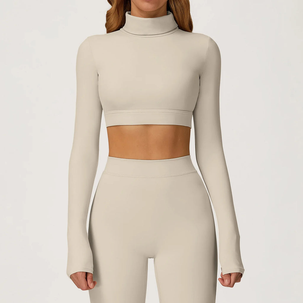 Gym Workout Crop Top for Women – Long Sleeve Quick Dry Yoga Shirt