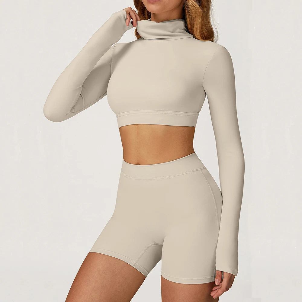 Gym Workout Crop Top for Women – Long Sleeve Quick Dry Yoga Shirt