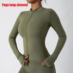 Yoga Long Sleeve Sports Jacket Women's Zip Fitness Yoga Shirt Slim Fit Gym Top Activewear Running Coats Workout Cycling Clothes