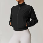 Women’s Cropped Yoga Jacket – Utility Pocket Performance Top