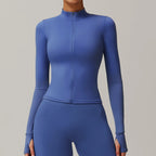 Yoga Long Sleeve Sports Jacket Women's Zip Fitness Yoga Shirt Slim Fit Gym Top Activewear Running Coats Workout Cycling Clothes