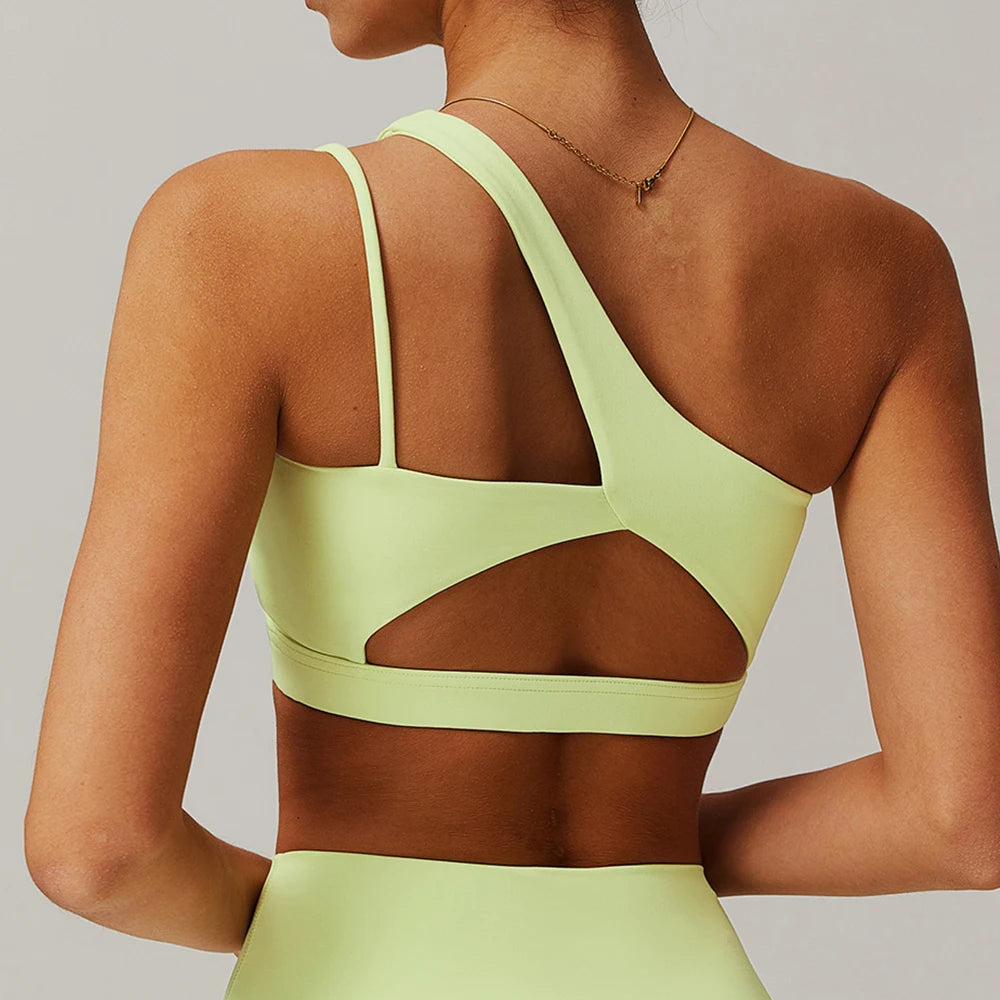 Oblique Shoulder Yoga Bra – Beautiful Back