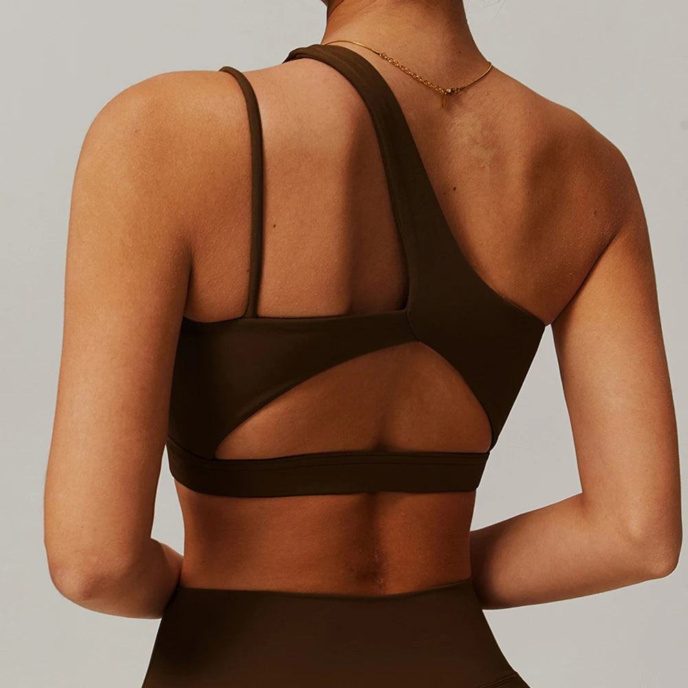 Oblique Shoulder Yoga Bra – Beautiful Back