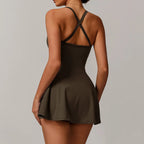 Women’s Workout Romper – One Piece Yoga Jumpsuit with Skirt | Tennis, Pilates & Gym Activewear